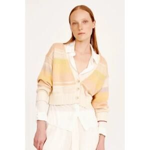Raquel Allegra Gower Cardigan in a multi-color striped cotton-cashmere blend